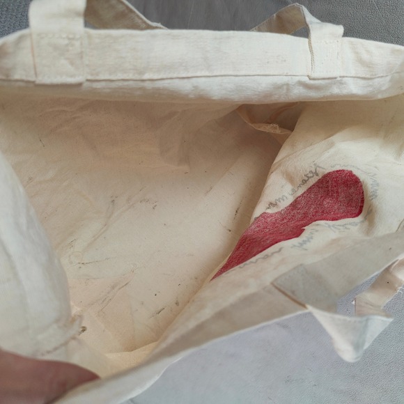 SEZANE Canvas Tote Bag Red Heart Amour Mon Amour Script Logo Cotton - Picture 7 of 9